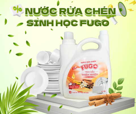 Rửa chén Fugo Tinh Dầu Thiên Nhiên - Hương Quế Vàng 4.5KG